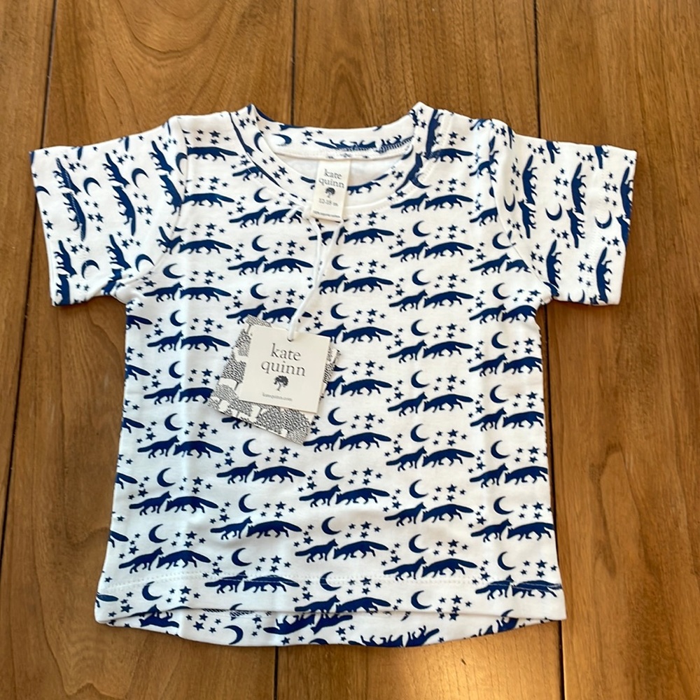 Kate Quinn Tee T-Shirt Coyote Moon Lapis 12-18M Short Sleeve NWT